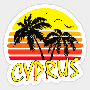 Cyprus Retro Sunset Sticker